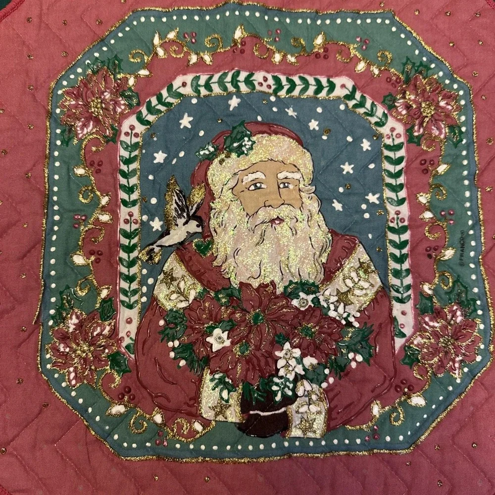 Set Of Green Vintage‎ Canon Queen Pillowcases With Quilted Santa St. Nicholas